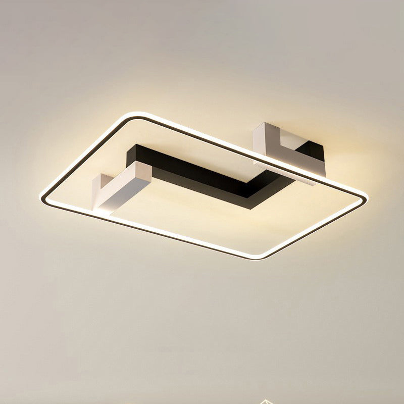 Lumière de plafond semi-encastrée LED contemporaine rectangulaire créative en acrylique, fer et aluminium pour le salon 