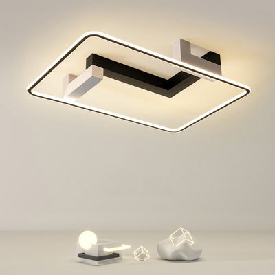 Lumière de plafond semi-encastrée LED contemporaine rectangulaire créative en acrylique, fer et aluminium pour le salon 