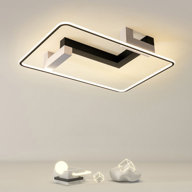 Lumière de plafond semi-encastrée LED contemporaine rectangulaire créative en acrylique, fer et aluminium pour le salon 