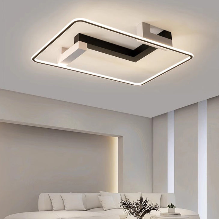 Lumière de plafond semi-encastrée LED contemporaine rectangulaire créative en acrylique, fer et aluminium pour le salon 