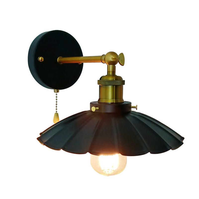 Traditional Rustic Round Copper Iron 1-Light Wall Sconce Lamp For Living Room
