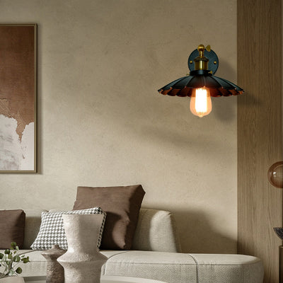 Traditional Rustic Round Copper Iron 1-Light Wall Sconce Lamp For Living Room