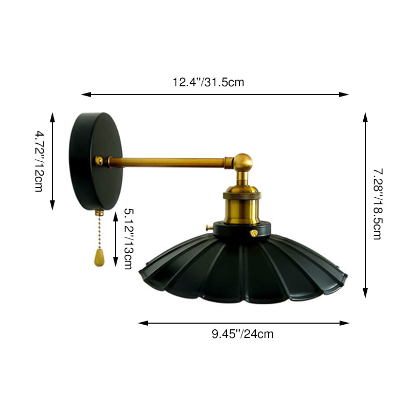 Lampe murale rustique traditionnelle ronde en cuivre et fer à 1 lumière pour salon 