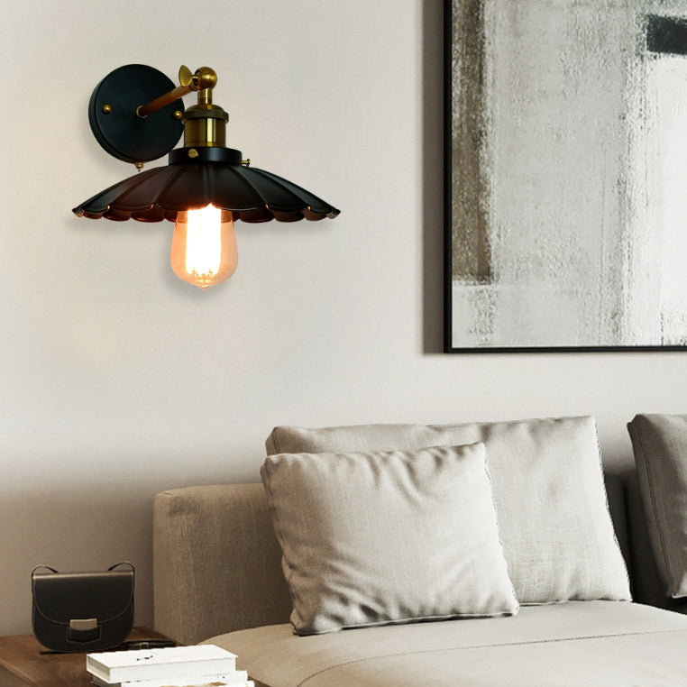 Lampe murale rustique traditionnelle ronde en cuivre et fer à 1 lumière pour salon 