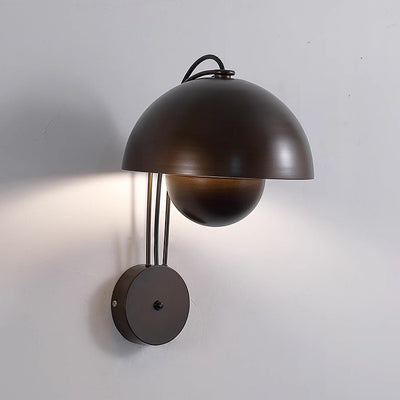 Traditional Rustic Dome Iron 1-Light Wall Sconce Lamp For Bedroom
