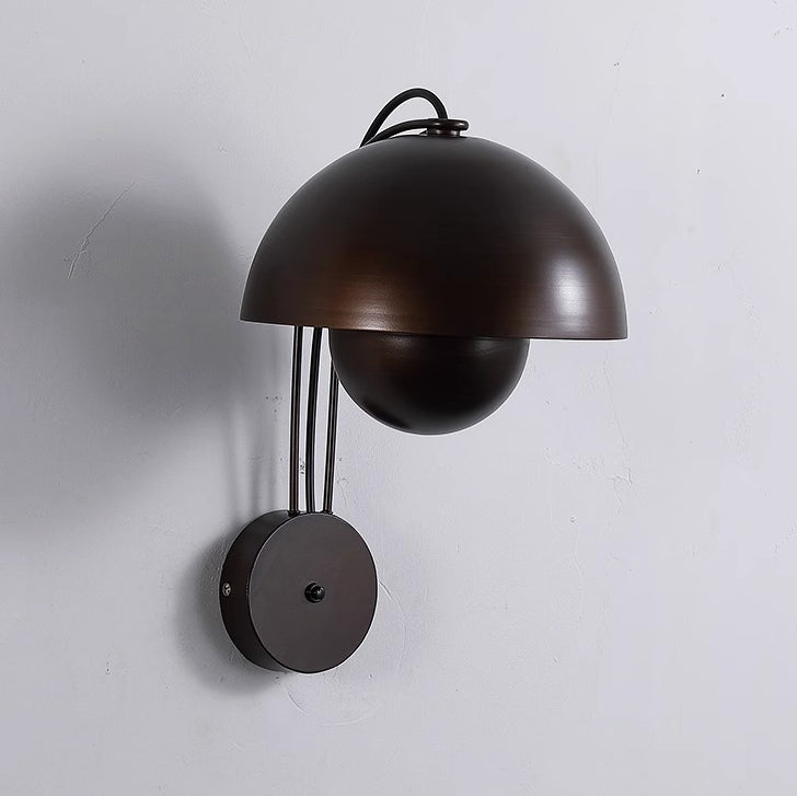 Traditional Rustic Dome Iron 1-Light Wall Sconce Lamp For Bedroom