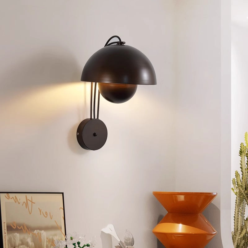 Traditional Rustic Dome Iron 1-Light Wall Sconce Lamp For Bedroom