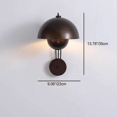 Traditional Rustic Dome Iron 1-Light Wall Sconce Lamp For Bedroom