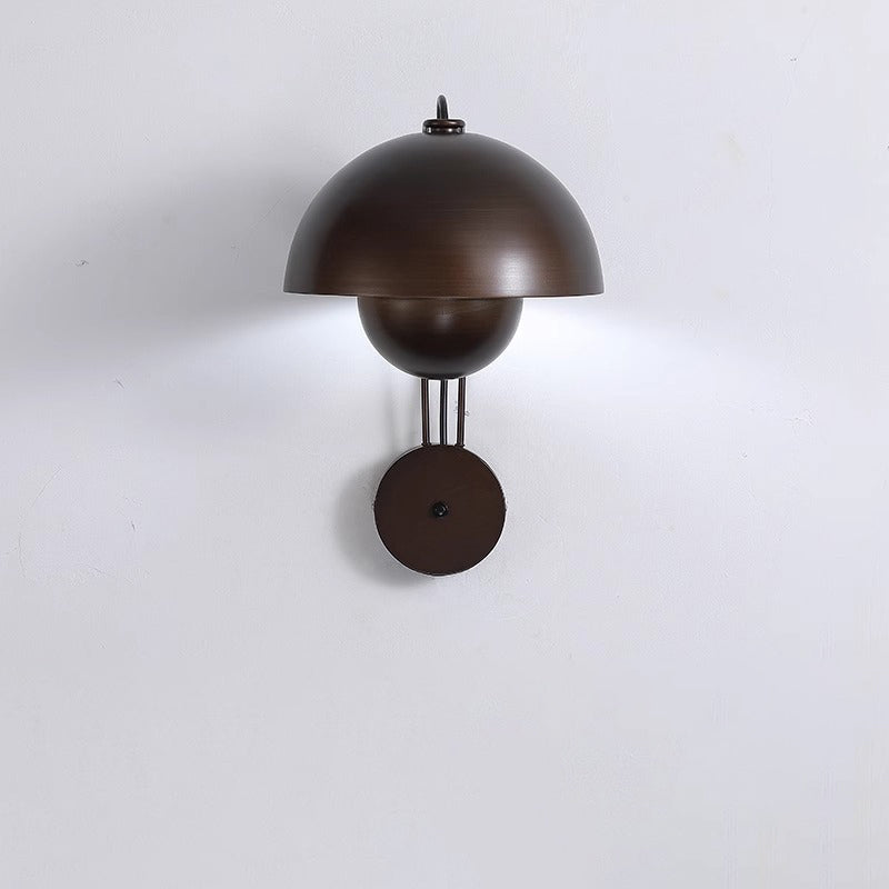 Traditional Rustic Dome Iron 1-Light Wall Sconce Lamp For Bedroom