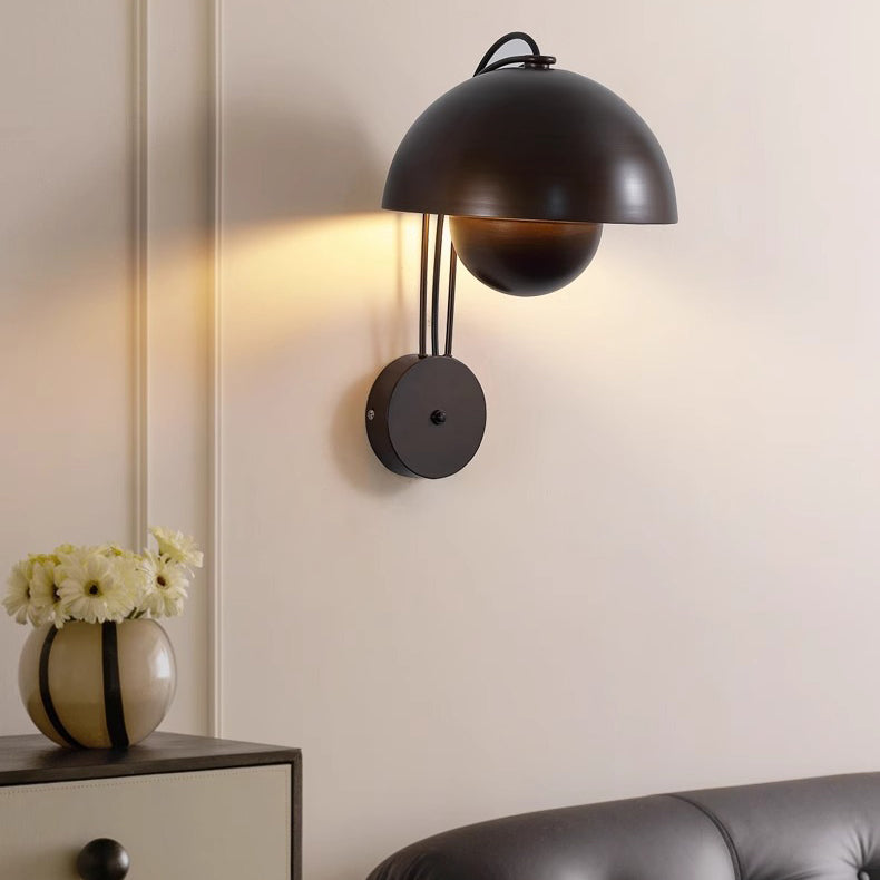 Traditional Rustic Dome Iron 1-Light Wall Sconce Lamp For Bedroom