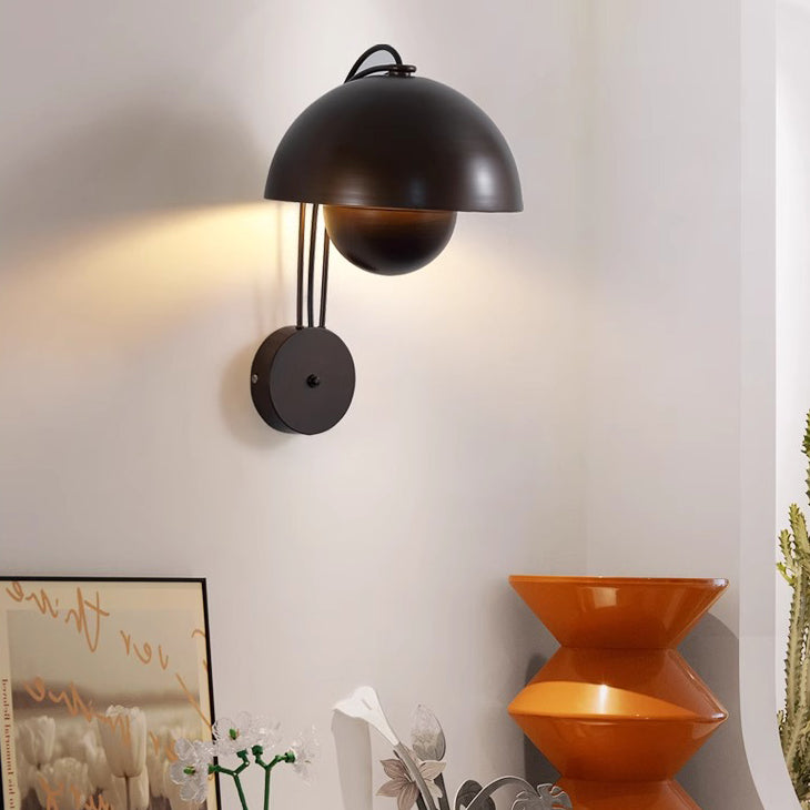 Traditional Rustic Dome Iron 1-Light Wall Sconce Lamp For Bedroom