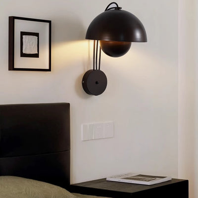 Traditional Rustic Dome Iron 1-Light Wall Sconce Lamp For Bedroom
