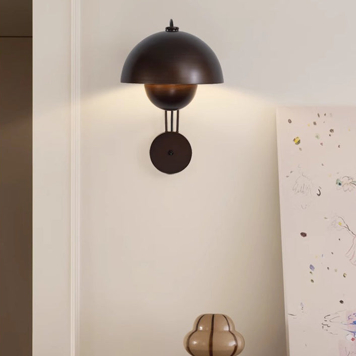 Applique Murale Traditionnelle Rustique en Dôme de Fer à 1 Lumière pour Chambre 