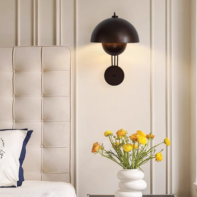 Traditional Rustic Dome Iron 1-Light Wall Sconce Lamp For Bedroom
