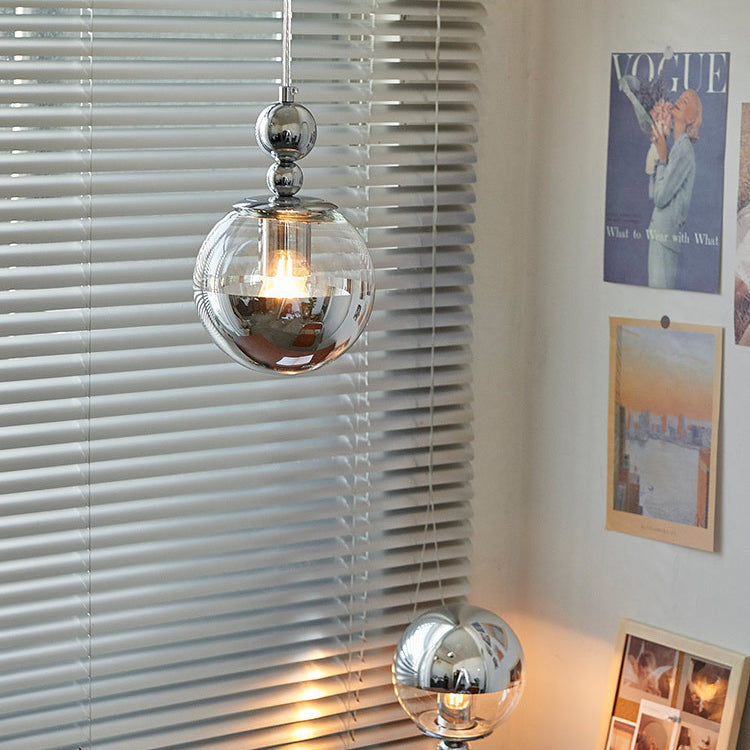 Contemporary Scandinavian Globe Metal Glass 1-Light Pendant Light For Bedroom