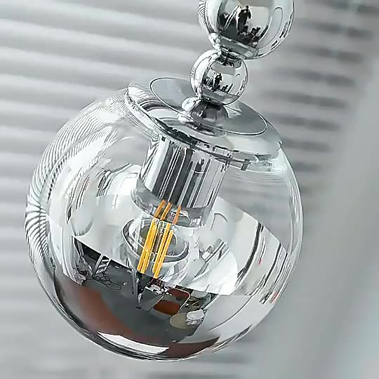 Contemporary Scandinavian Globe Metal Glass 1-Light Pendant Light For Bedroom