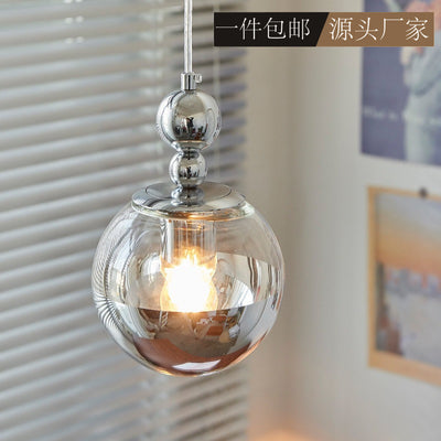 Contemporary Scandinavian Globe Metal Glass 1-Light Pendant Light For Bedroom