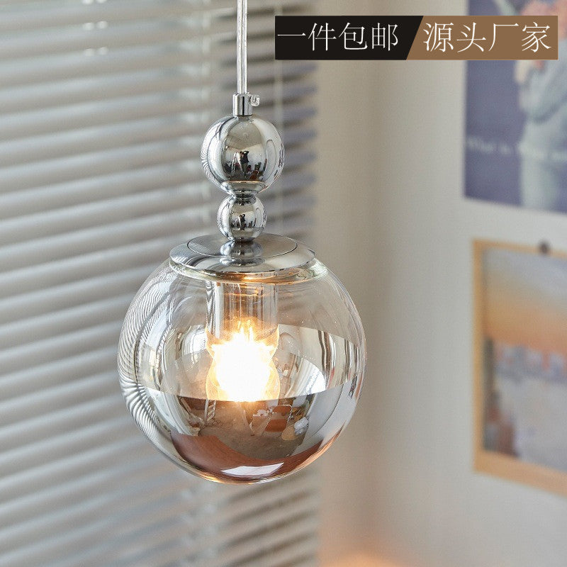 Contemporary Scandinavian Globe Metal Glass 1-Light Pendant Light For Bedroom