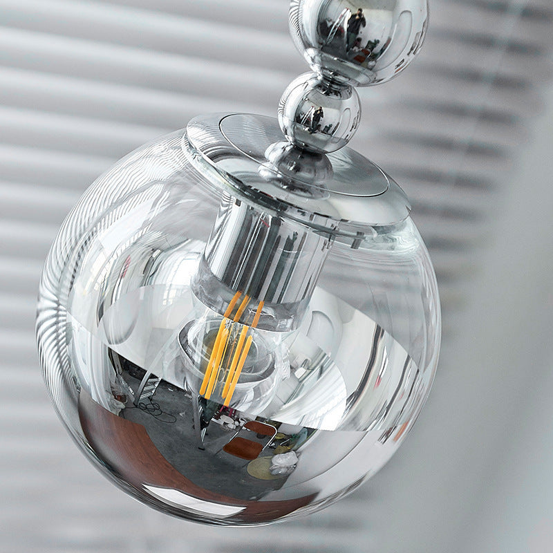 Zeitgenössische skandinavische Globe Metall Glas 1-Licht Pendelleuchte für Schlafzimmer 