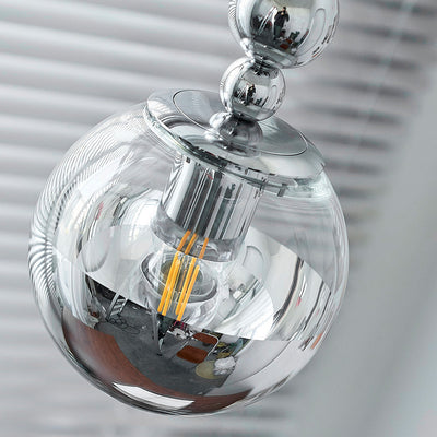 Contemporary Scandinavian Globe Metal Glass 1-Light Pendant Light For Bedroom