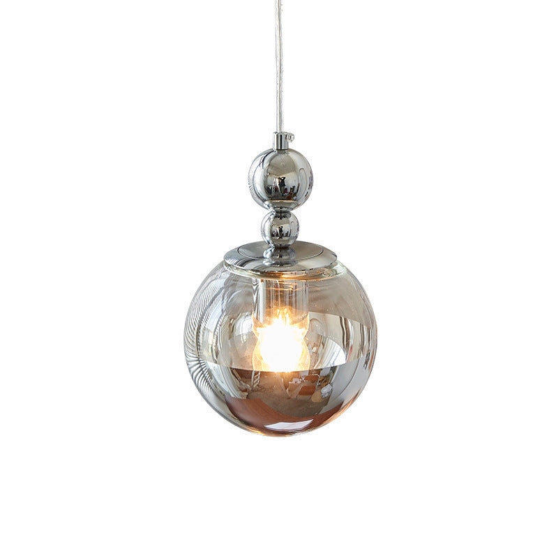 Contemporary Scandinavian Globe Metal Glass 1-Light Pendant Light For Bedroom