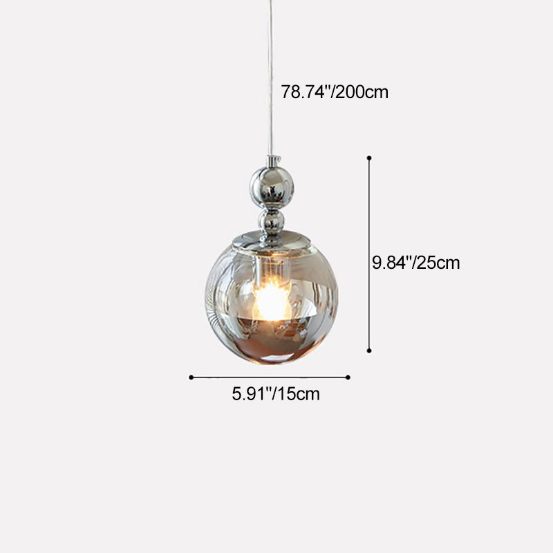 Contemporary Scandinavian Globe Metal Glass 1-Light Pendant Light For Bedroom