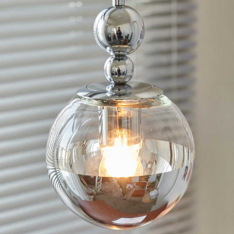 Contemporary Scandinavian Globe Metal Glass 1-Light Pendant Light For Bedroom