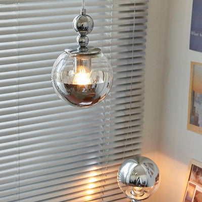 Contemporary Scandinavian Globe Metal Glass 1-Light Pendant Light For Bedroom