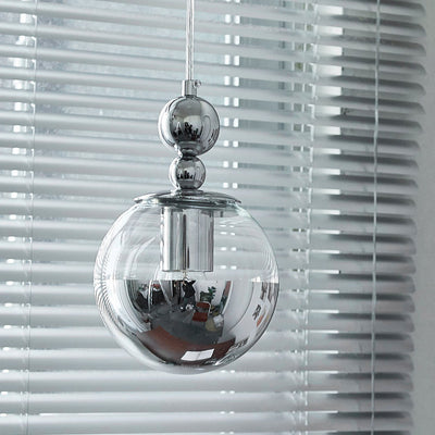 Contemporary Scandinavian Globe Metal Glass 1-Light Pendant Light For Bedroom