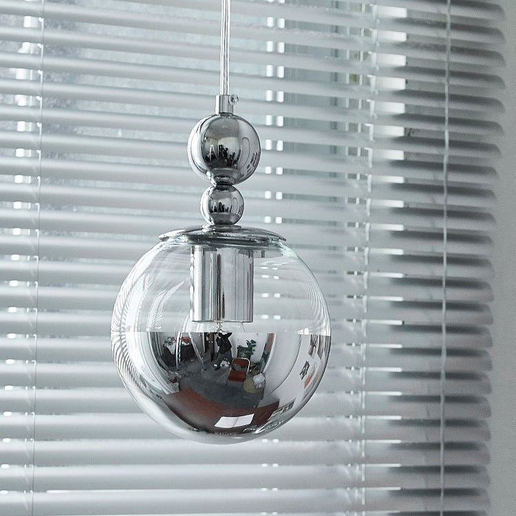 Contemporary Scandinavian Globe Metal Glass 1-Light Pendant Light For Bedroom