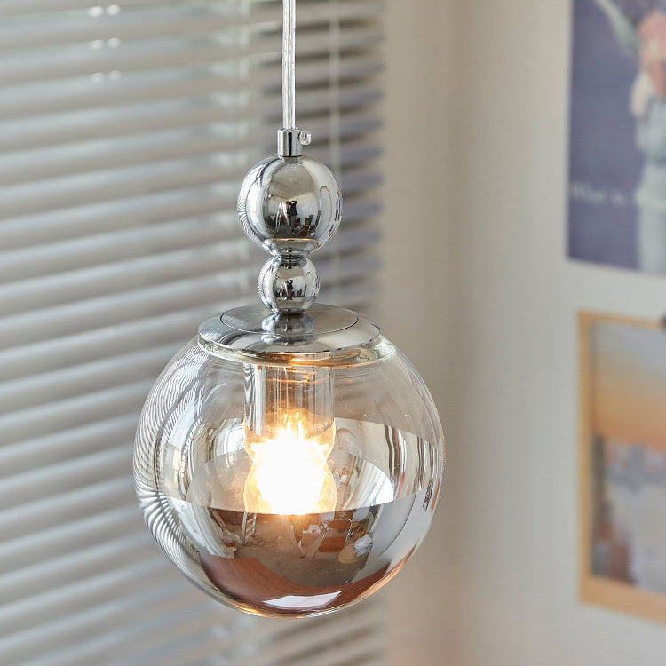 Contemporary Scandinavian Globe Metal Glass 1-Light Pendant Light For Bedroom