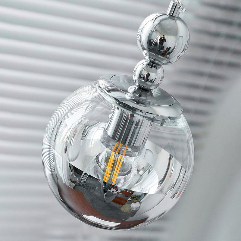Contemporary Scandinavian Globe Metal Glass 1-Light Pendant Light For Bedroom