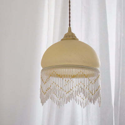 Lámpara colgante de 1 luz de latón con cúpula de vidrio tradicional francesa para sala de estar 