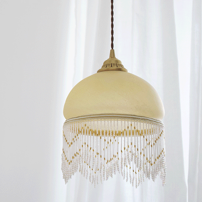 Lámpara colgante de 1 luz de latón con cúpula de vidrio tradicional francesa para sala de estar 