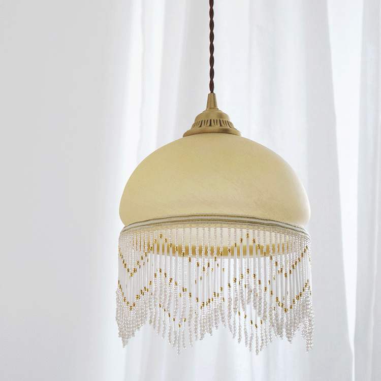 Lámpara colgante de 1 luz de latón con cúpula de vidrio tradicional francesa para sala de estar 