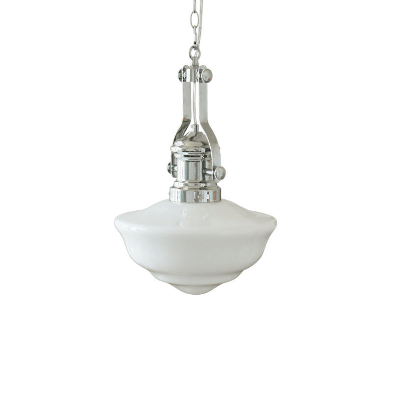 Moderne Mid-Century Kegel Eisen Glas 1-Licht Pendelleuchte für das Wohnzimmer 