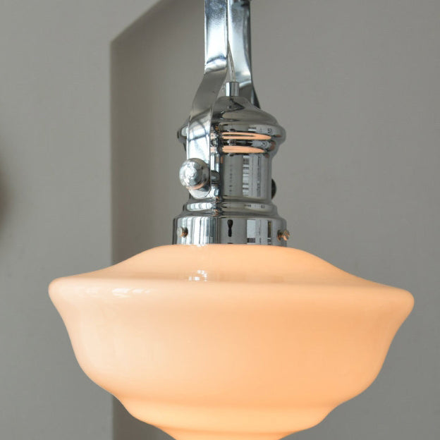 Moderne Mid-Century Kegel Eisen Glas 1-Licht Pendelleuchte für das Wohnzimmer 