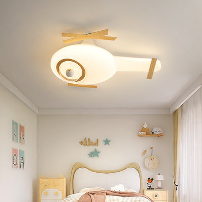 Lustre à LED monté au plafond en acrylique et fer pour chambre d'enfants créative contemporaine avec hélicoptère 