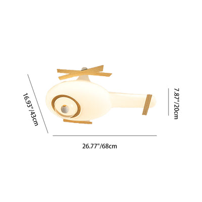 Lustre à LED monté au plafond en acrylique et fer pour chambre d'enfants créative contemporaine avec hélicoptère 