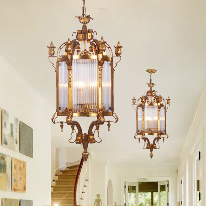Modern Luxury Cylinder Iron Glass 3-Light Pendant Light For Hallway