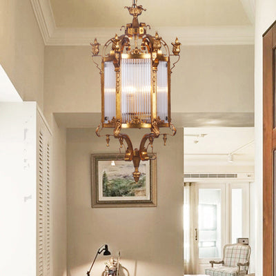 Modern Luxury Cylinder Iron Glass 3-Light Pendant Light For Hallway
