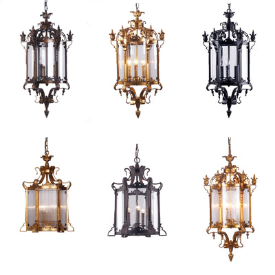 Modern Luxury Cylinder Iron Glass 3-Light Pendant Light For Hallway