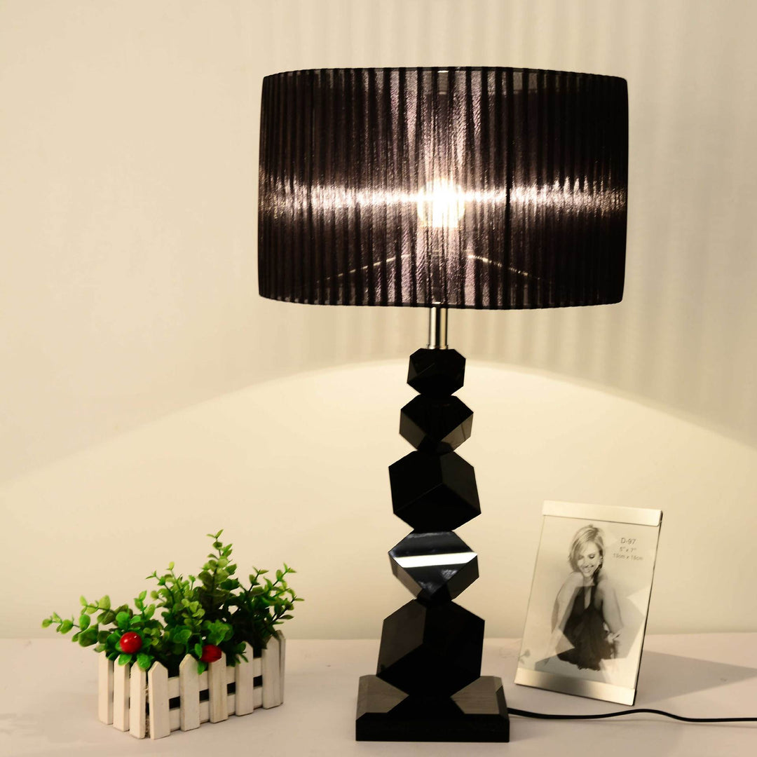 Moderne Luxuszylinder Metall Kristall Stoff 1-Licht Tischlampe für das Schlafzimmer 