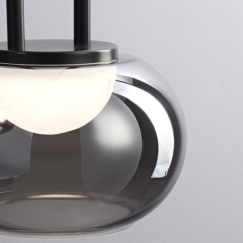 Lustre contemporain en verre et fer scandinave avec LED pour îlot lumineux dans le salon 