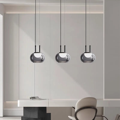 Contemporary Scandinavian Globe Iron Glass LED Chandelier Island Light For Living Room