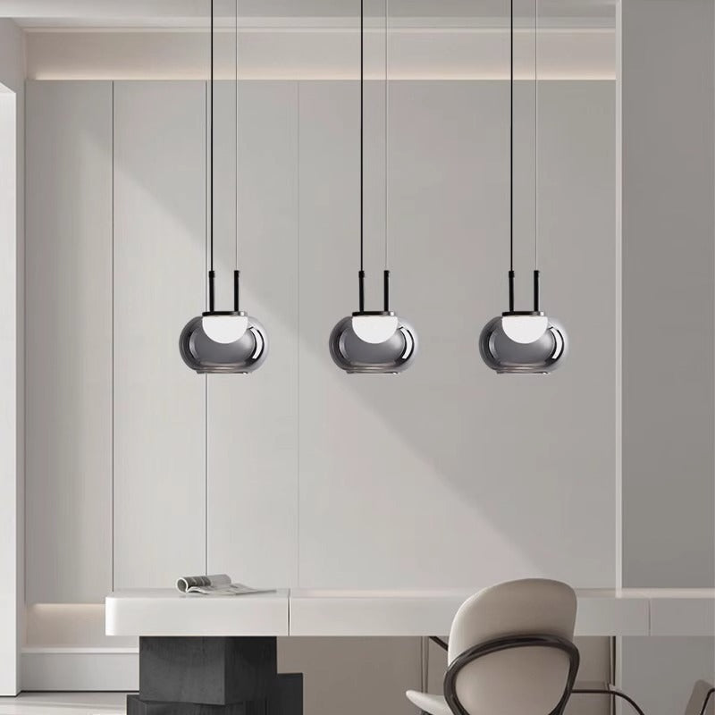 Contemporary Scandinavian Globe Iron Glass LED Chandelier Island Light For Living Room