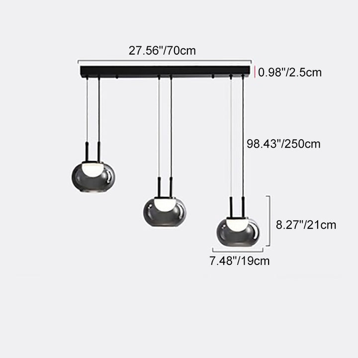 Lustre contemporain en verre et fer scandinave avec LED pour îlot lumineux dans le salon 
