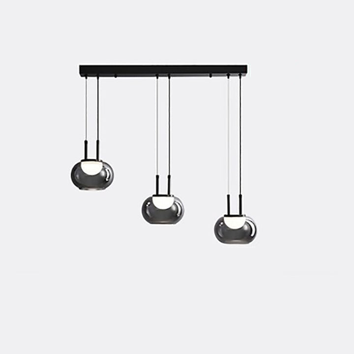 Lustre contemporain en verre et fer scandinave avec LED pour îlot lumineux dans le salon 