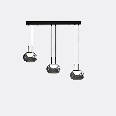 Contemporary Scandinavian Globe Iron Glass LED Chandelier Island Light For Living Room