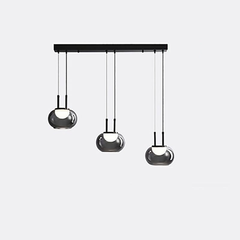 Contemporary Scandinavian Globe Iron Glass LED Chandelier Island Light For Living Room